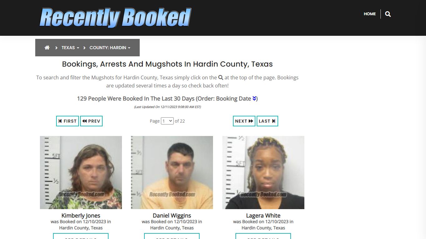 Recent bookings, Arrests, Mugshots in Hardin County, Texas