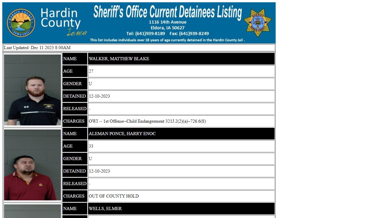 Hardin County Current Detainees